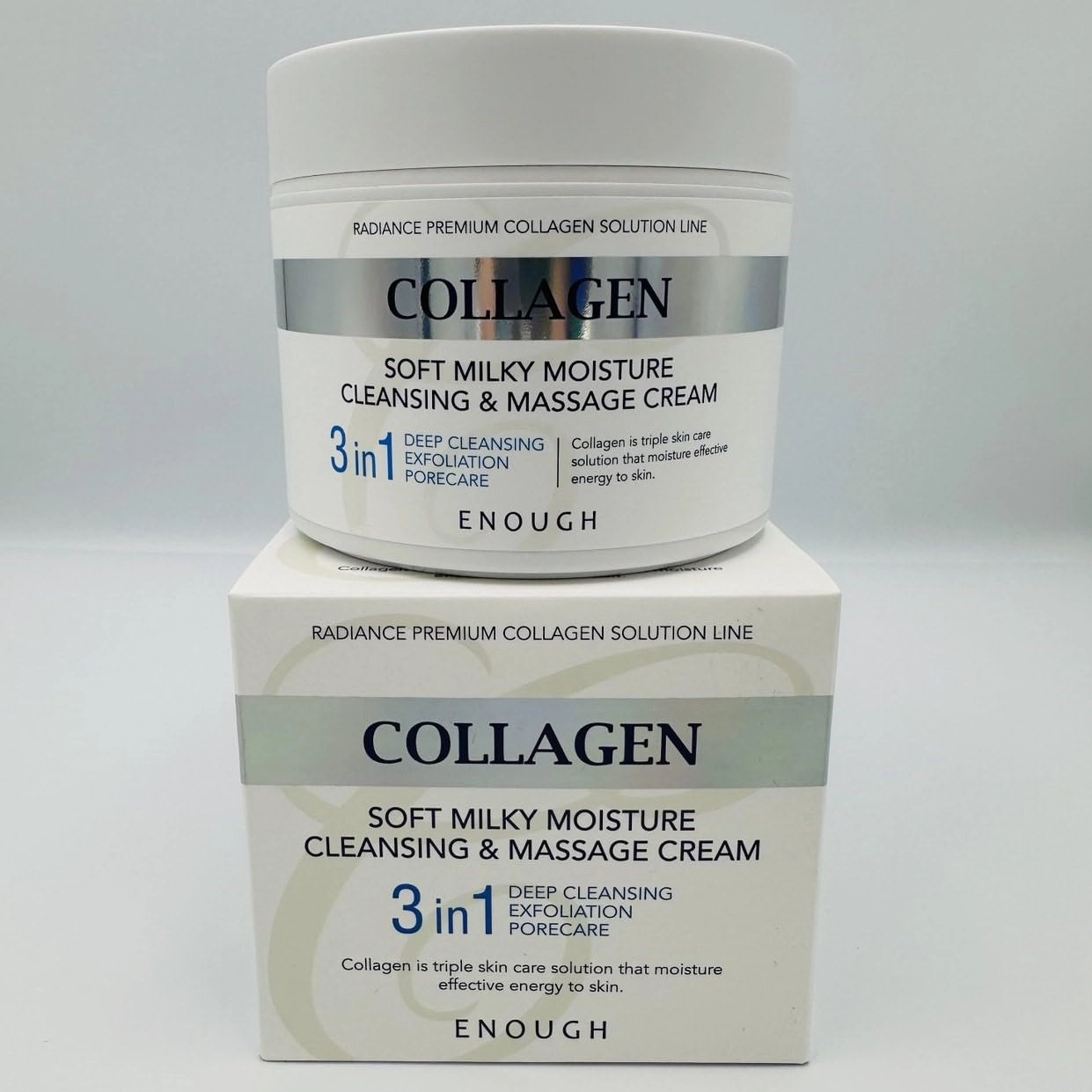 Enough Collagen Soft Milky Moisture Cleansing & Massage Cream, Deep Hydrating Face Cleanser and Makeup Remover, Korean Skincare for All Skin Types, 10.58 oz (300g)