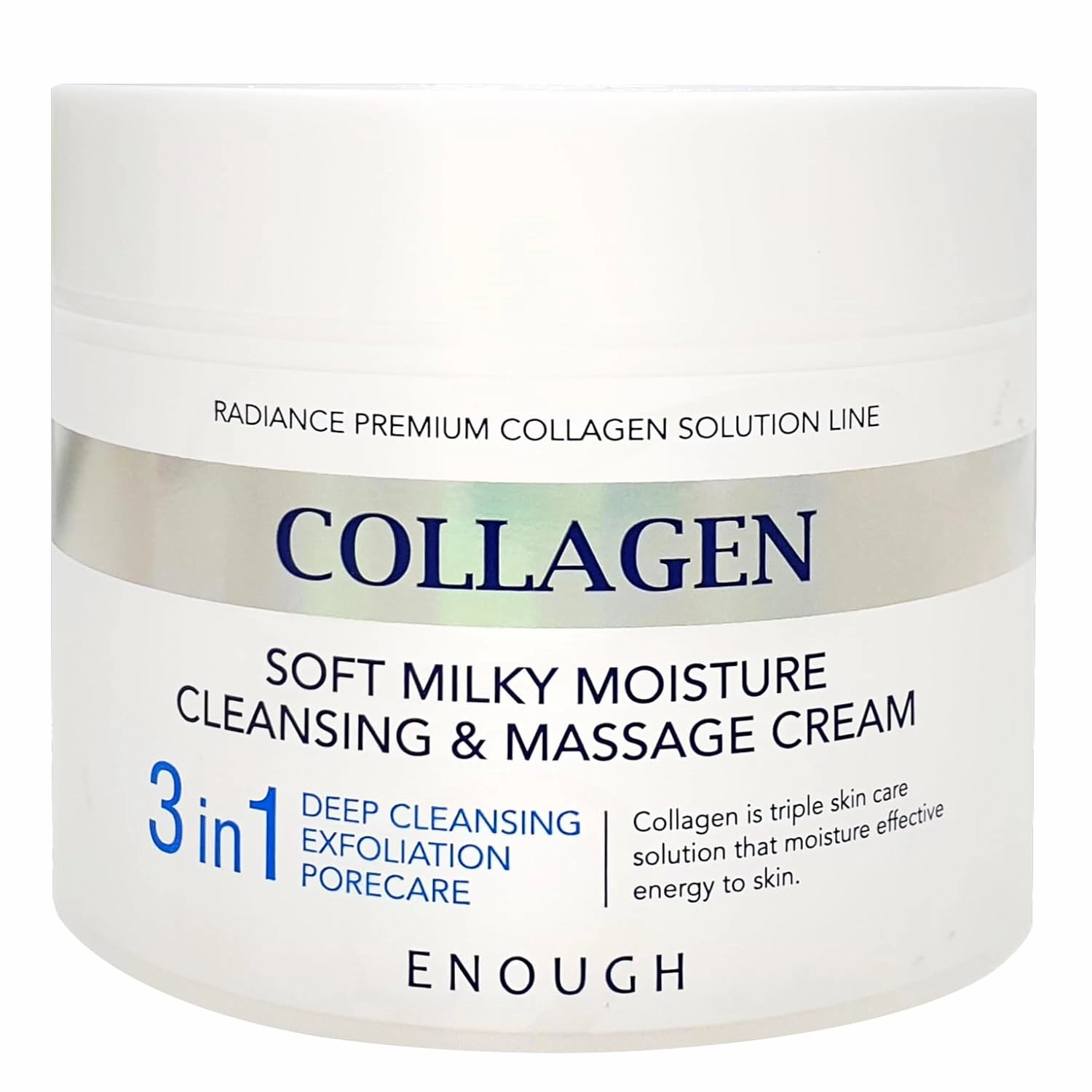 Enough Collagen Soft Milky Moisture Cleansing & Massage Cream, Deep Hydrating Face Cleanser and Makeup Remover, Korean Skincare for All Skin Types, 10.58 oz (300g)