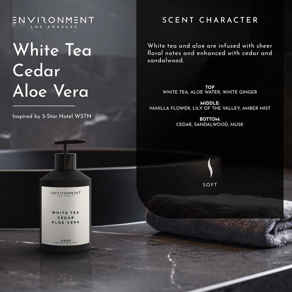 ENVIRONMENT Inspired by 5-Star Hotels WSTN Hand Soap, 300ml Luxury Liquid Hand Soap (White Tea | Cedar | Aloe Vera) Home Essentials, Kitchen & Bathroom Hand Soap, Hand Wash, Vegan & Cruelty-Free