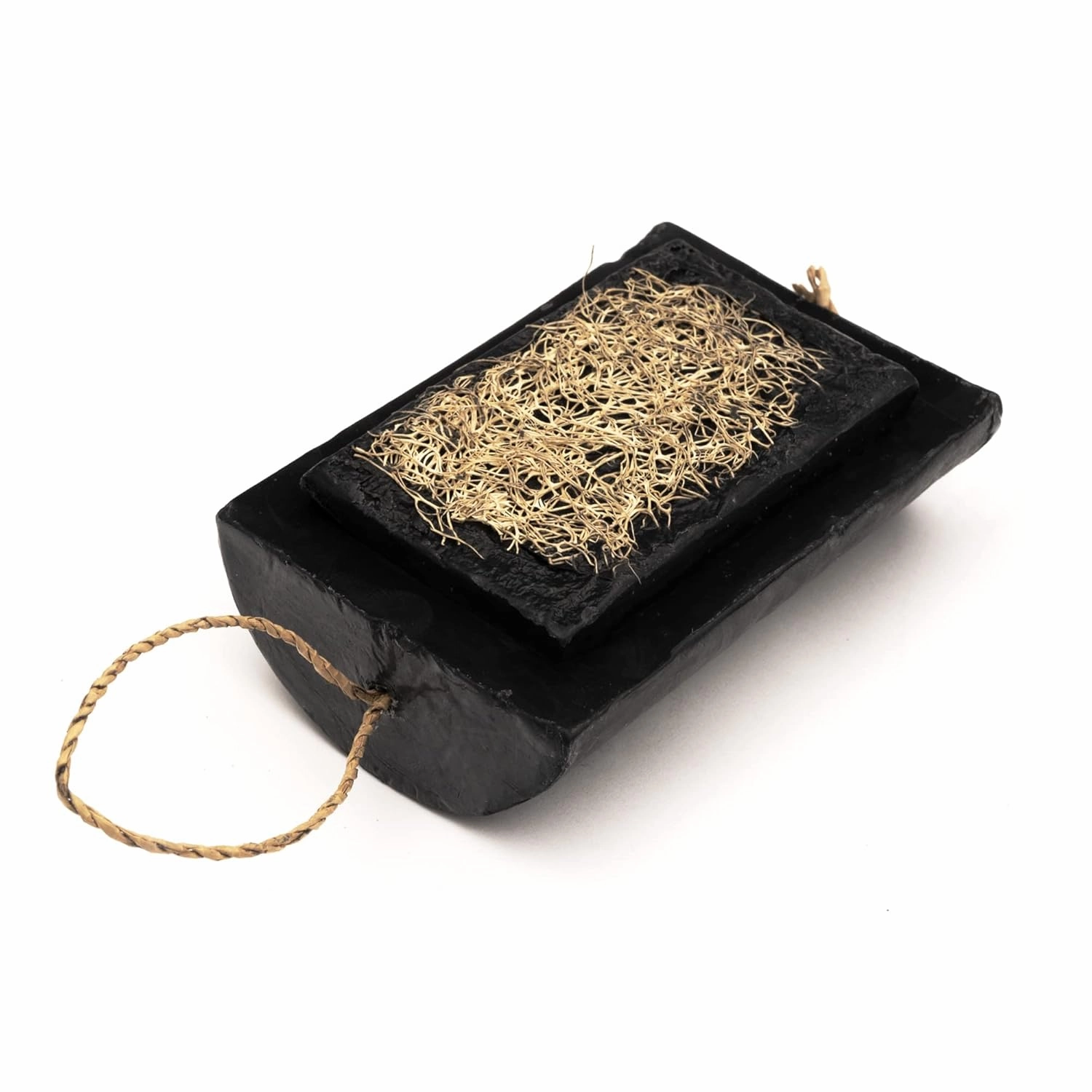 Envy U Charcoal Loofah Soap Bar - Natural Organic Soap on a Rope with Activated Charcoal, Coconut, & Lye - Helps with Relief from Eczema, Dermatitis, Acne, Rosacea, and Psoriasis - Face and Body Wash