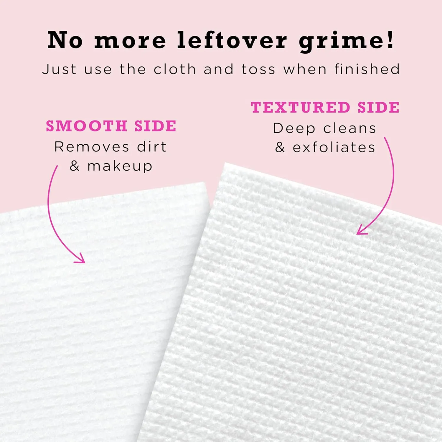 ERASE YOUR FACE Biodegradable Face Cloths - Disposable Face Towels to Cleanse Skin and Remove Makeup, Dirt & Impurities - Reveals a Radiant Complexion - Suitable For All Skin Types - Pink (50 Count)