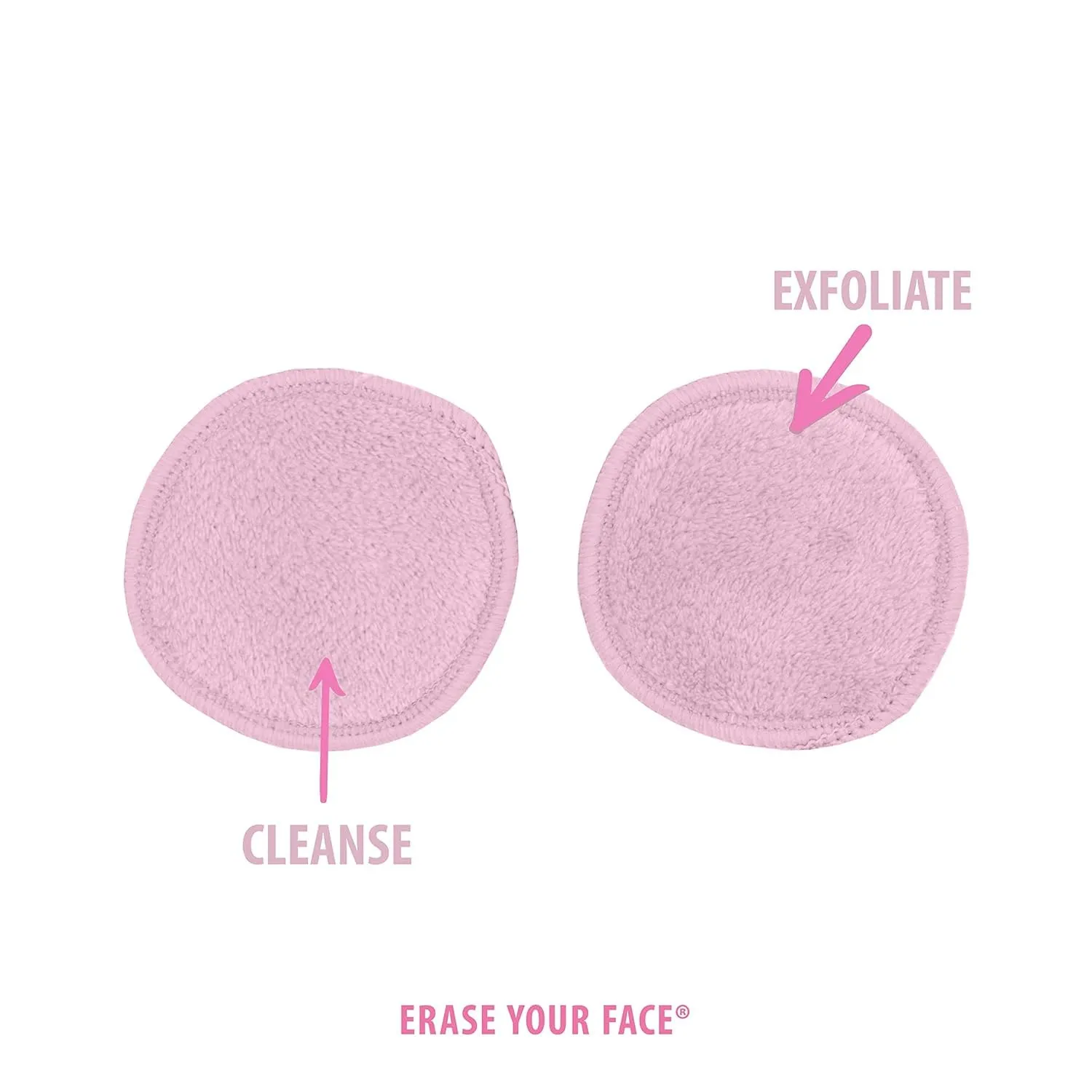 ERASE YOUR FACE Eco-Friendly   Reusable Makeup Remover Cloths - Microfiber Makeup Rounds to Cleanse Skin & Lift Cosmetics - Water Activated, Dual Sided Design for Easy Use (10 Count)