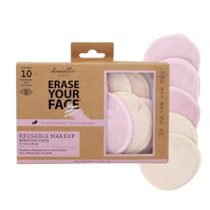 ERASE YOUR FACE Eco-Friendly   Reusable Makeup Remover Cloths - Microfiber Makeup Rounds to Cleanse Skin & Lift Cosmetics - Water Activated, Dual Sided Design for Easy Use (10 Count)