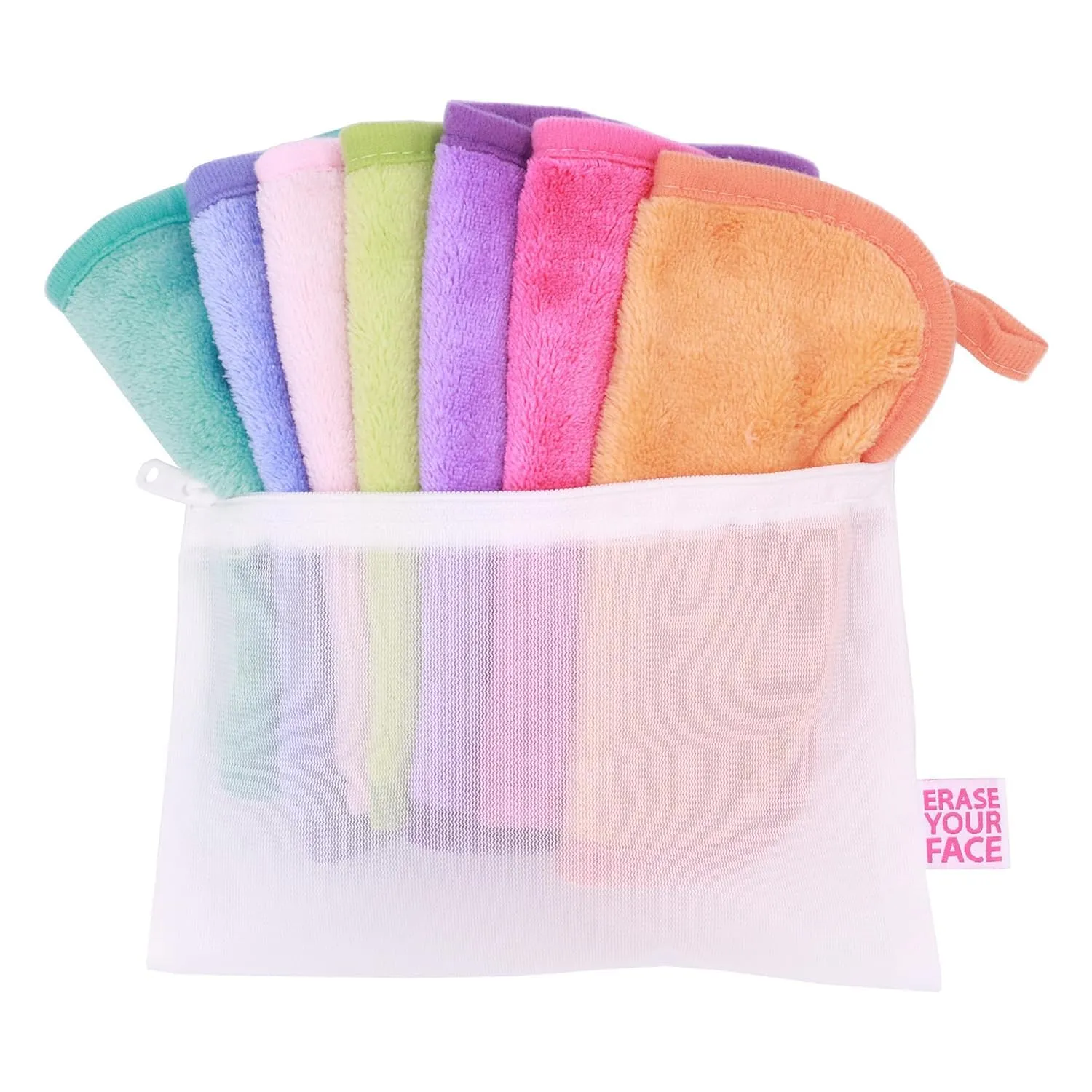 ERASE YOUR FACE Makeup Remover Cloths - Reusable Microfiber Face Towels to Cleanse & Remove Makeup - Water Activated, Dual-Sided Design for Easy Use (7 Count)