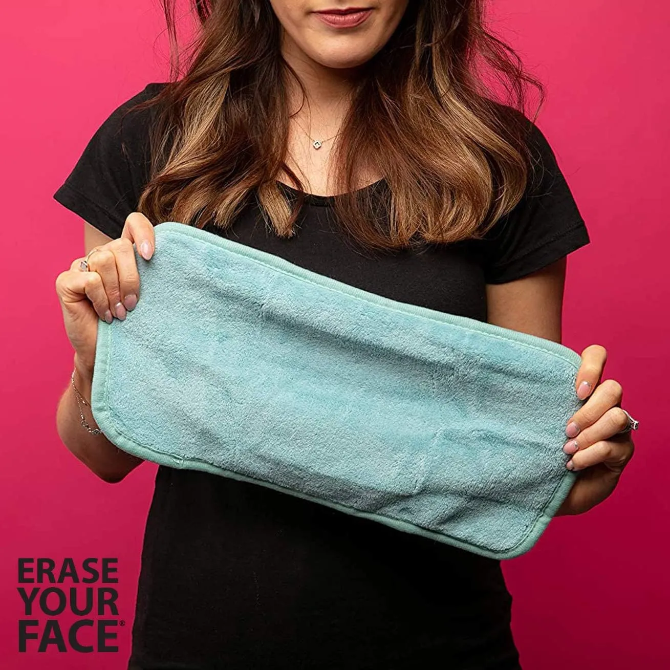 ERASE YOUR FACE Re-usable Makeup Removing Cloth,Pink/Black,8 pack