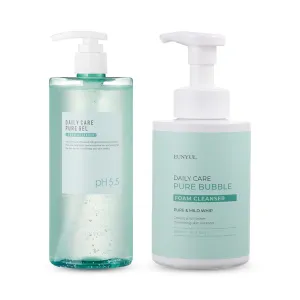 EUNYUL Daily Care Pure Gel Foam Cleanser 17.3 fl. oz. & Bubble Foam Cleanser 16.9 fl. oz. pH 5.5 Bubble foam with Pump type.