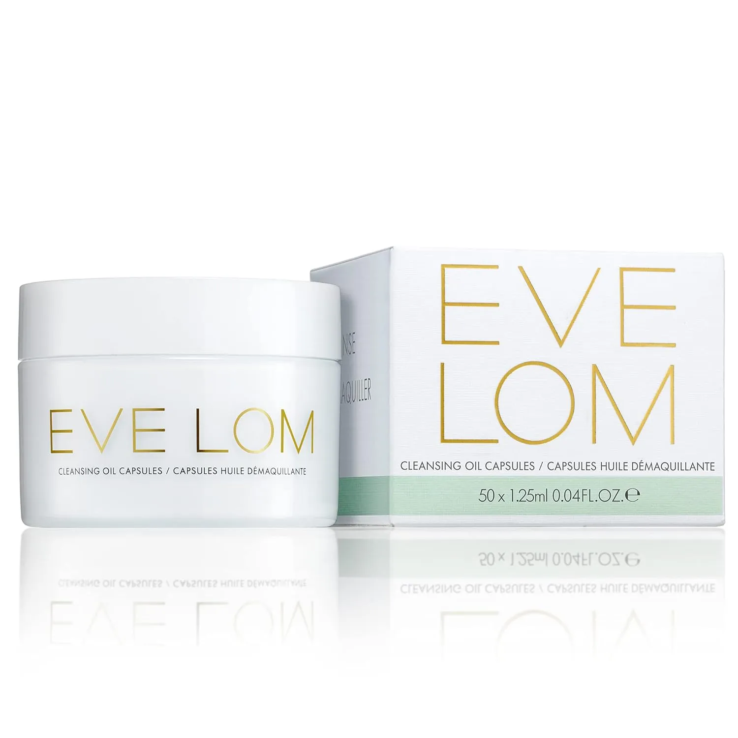 EVE LOM Cleansing Oil Capsules | Oil based facial cleanser that dissolves all traces of impurities and make-up including waterproof. Hydrates the skin for up to 12 hours after use. Capsule shell is fully biodegradable.
