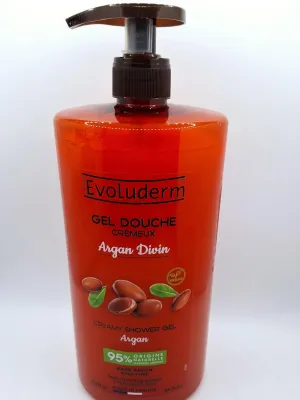 Evoluderm Argan Divin Shower Gel, Vegan Formula, 95% Natural Origin, Soap-Free