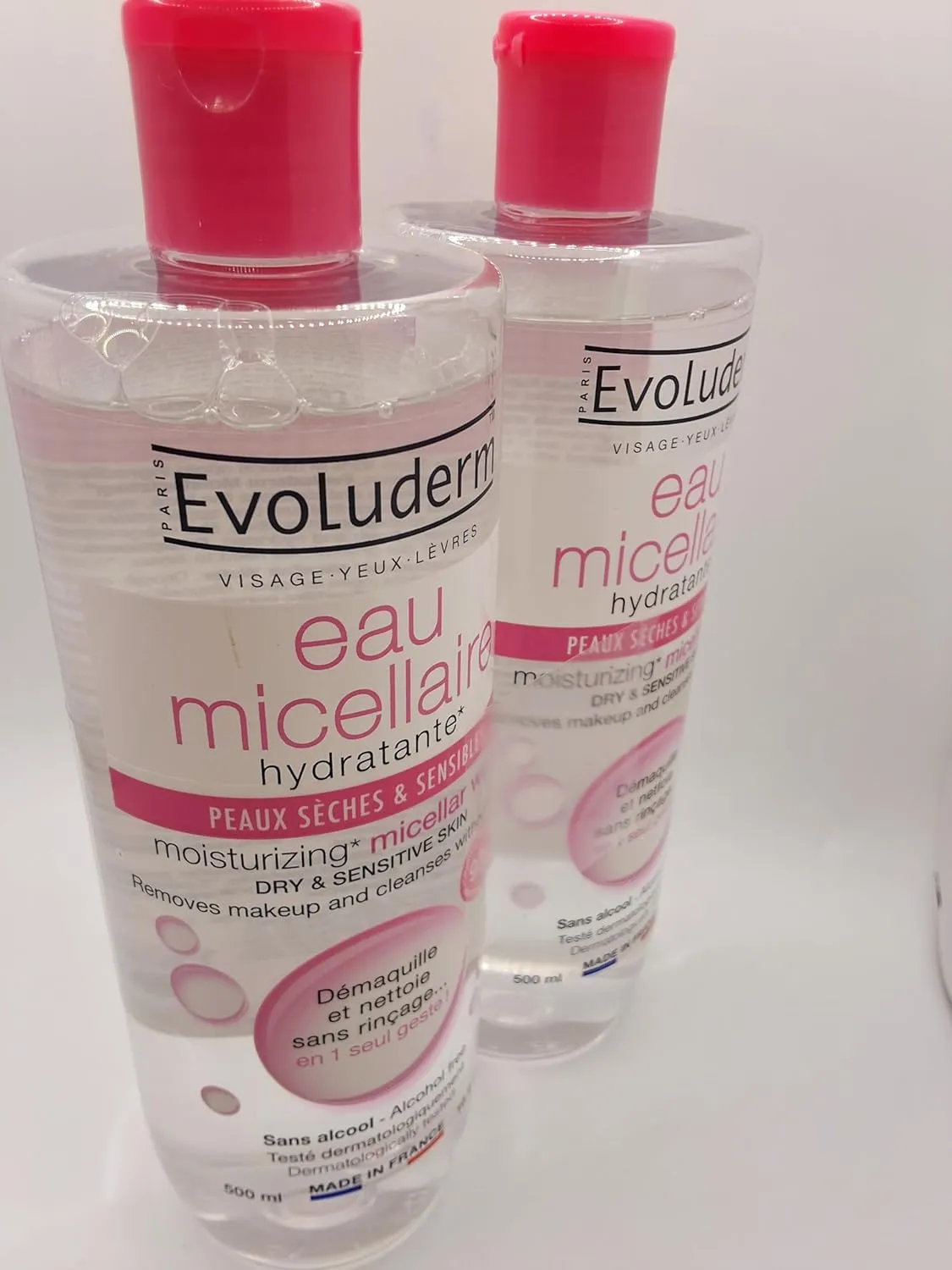 Evoluderm Moisturizing Micellar Water, Dry and Sensitive skin. 16.9 fl.oz. pack of 2