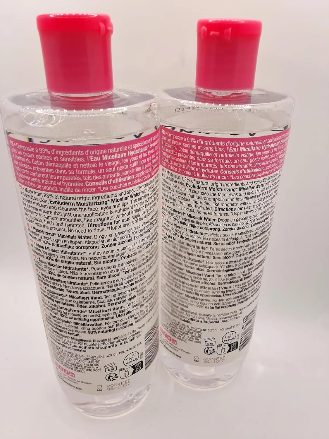Evoluderm Moisturizing Micellar Water, Dry and Sensitive skin. 16.9 fl.oz. pack of 2