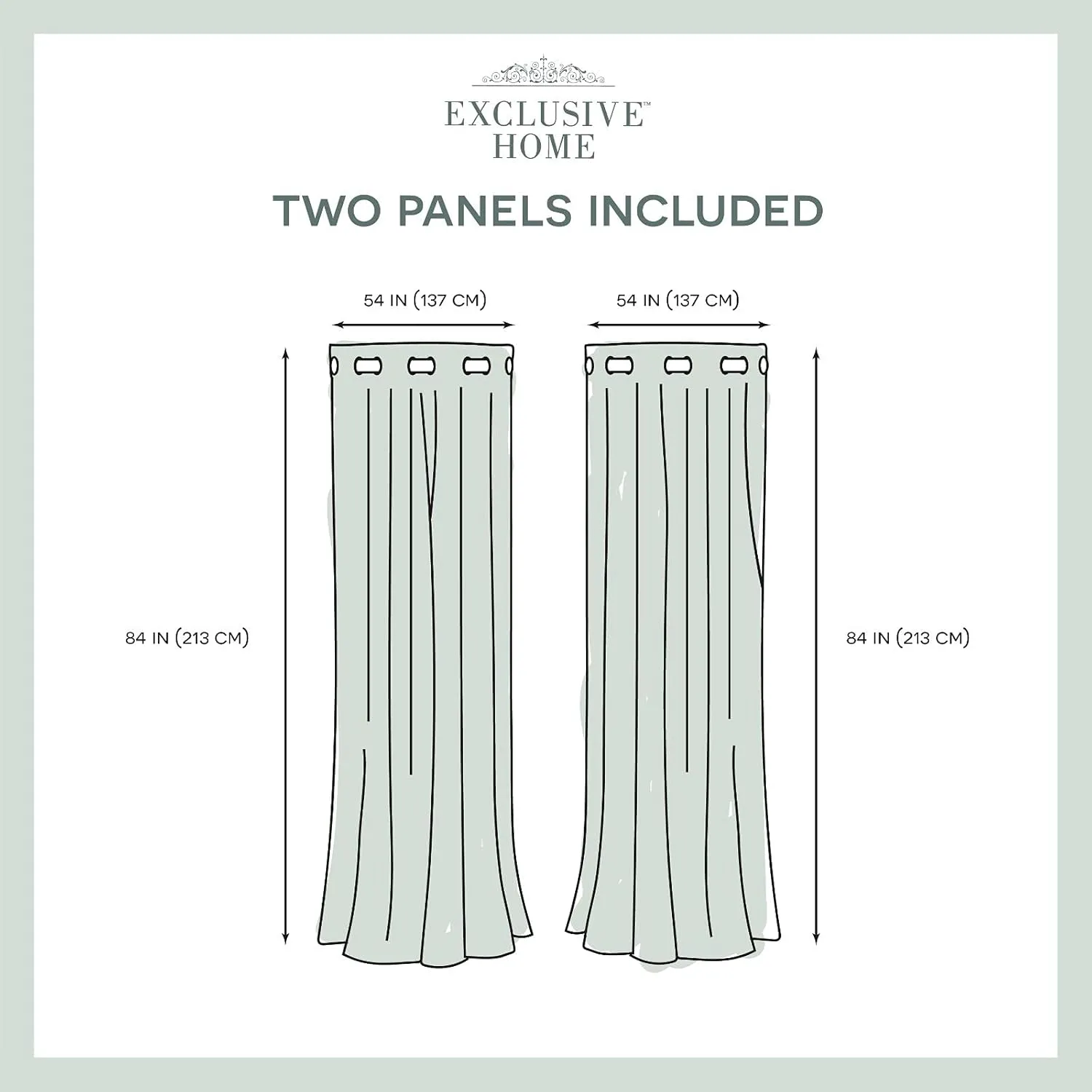 EXCLUSIVE HOME Kochi Light Filtering Linen Blend Grommet Top Curtain Panel Pair, 54"x84", Teal