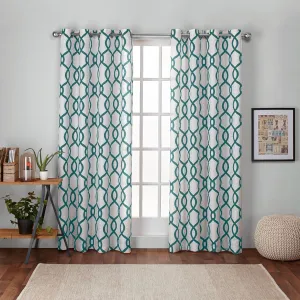 EXCLUSIVE HOME Kochi Light Filtering Linen Blend Grommet Top Curtain Panel Pair, 54"x84", Teal