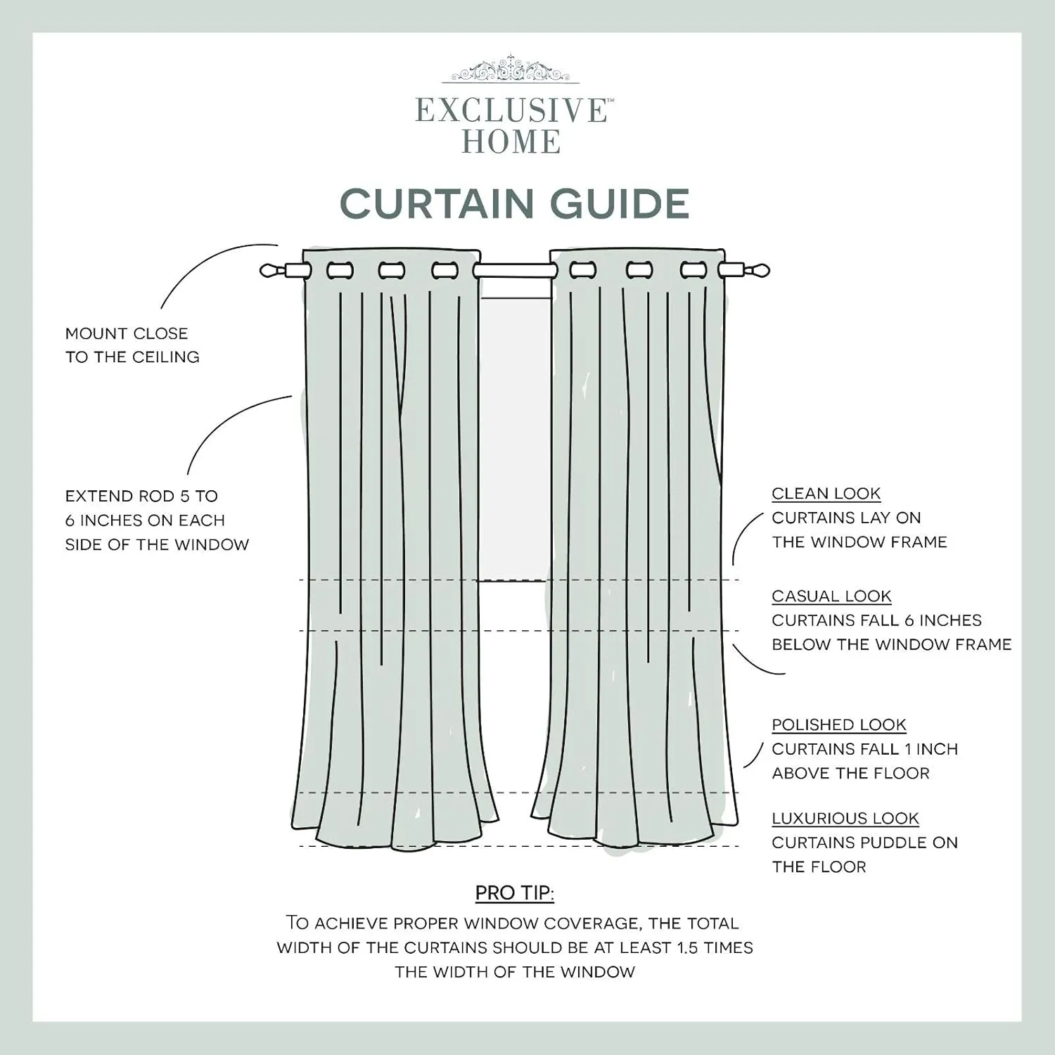 EXCLUSIVE HOME Kochi Light Filtering Linen Blend Grommet Top Curtain Panel Pair, 54"x84", Teal