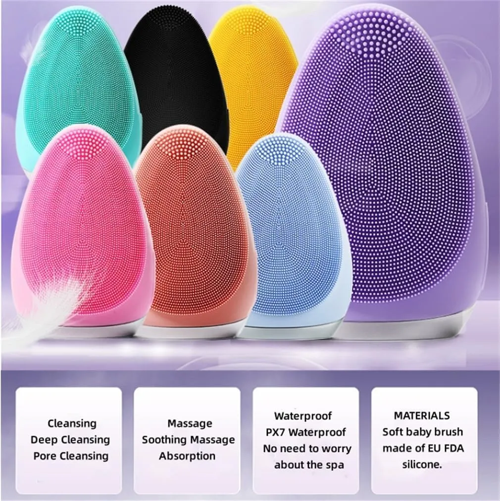 Exfoliating Face Scrubber, Face Massager Brush, Pore Deep Cleansing Silicone High Density Soft Bristles, for Exfoliating, Massaging Deep Cleansing,Yellow