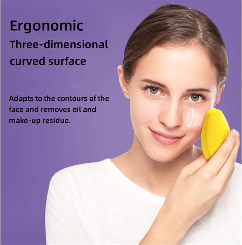 Exfoliating Face Scrubber, Face Massager Brush, Pore Deep Cleansing Silicone High Density Soft Bristles, for Exfoliating, Massaging Deep Cleansing,Yellow