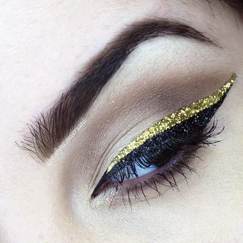 Eye Shadow Template,40pcs Eyelid Line Stick Reusable Eyeliner Stickers Cat Eye Makeup Double Eyelid Sticker Eyeliner Makeup Sticker,Waterproof Precise Smudgeproof Make Up (Gold)