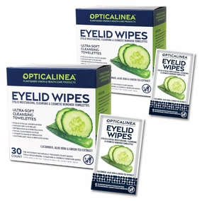 EYELID & LASH Ultra Soft Moisturizing Natural Plant Based Cucumber, Green Tea & Aloe Vera Extra Large 8"x7" Dry Eye Hypoallergenic Rinse Free Scrub & Cosmetic Makeup Remover Wipes (2 Pack)