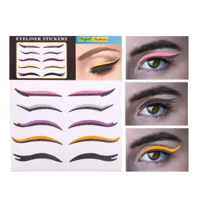 Eyeliner Colored Sticker, 50 Pairs-6 Style Adhesive Eyeliner, Eyeshadow Makeup Helper, Suits Uneven, Mono-lids, Hooded and Droopy Lids, Matte Eye Line Strip Sticker for Party (Mix Color)
