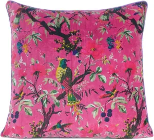 Eyes of India 24x24 inch Burgundy Red Velvet Floral Flower Bird Throw Pillow Sofa Cushion Cover Case Couch Bohemian Accent Colorful Boho Chic Indian Handmade Cover Only