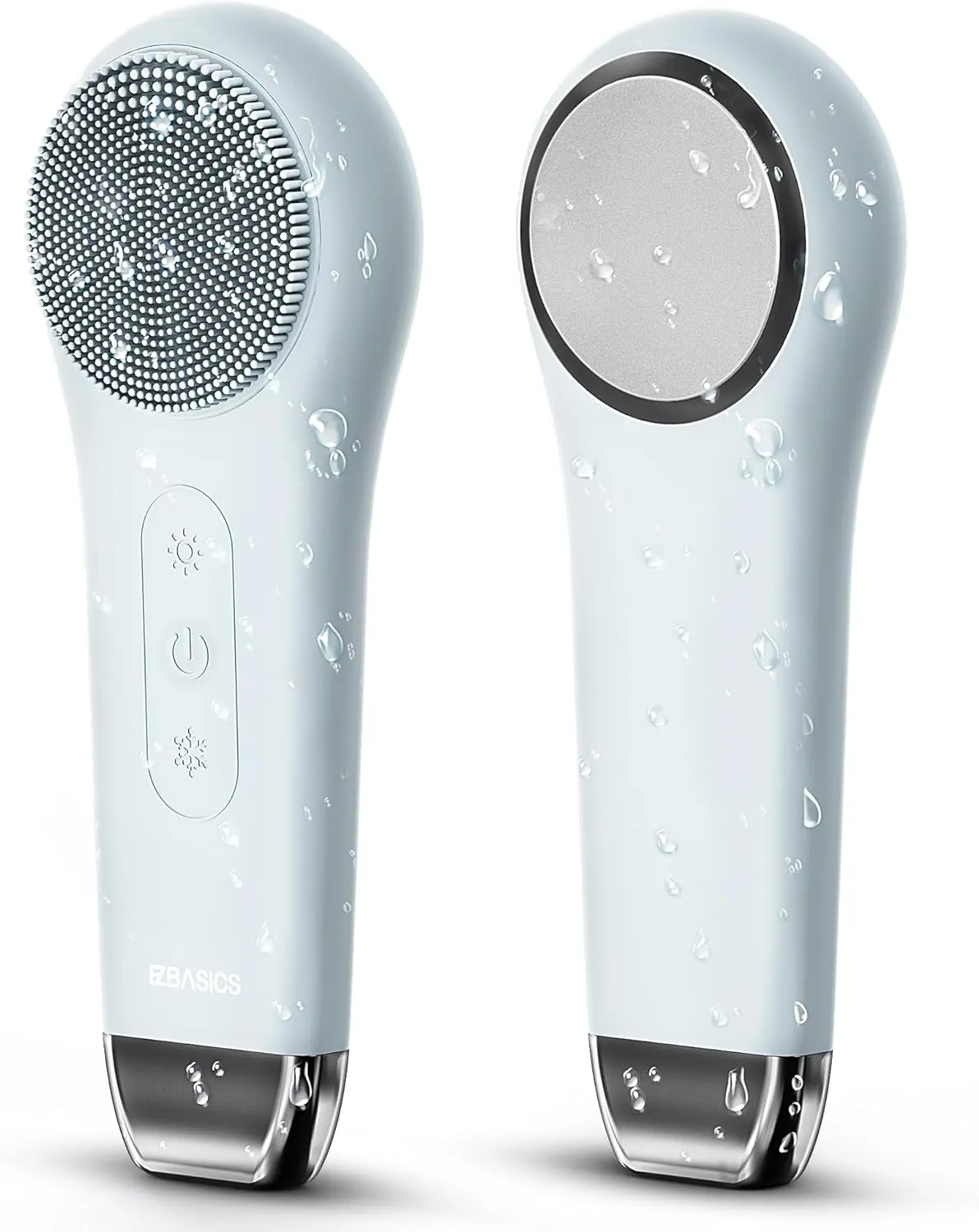 EZBASICS Facial Cleansing Brush face Scrubber Waterproof Face Scrub Brush for Men & Women Rechargeable Face Brushes for Facial Electric Silicone Face Scrubber Cleanser Brush 1 Pack 3 Modes Light Grey