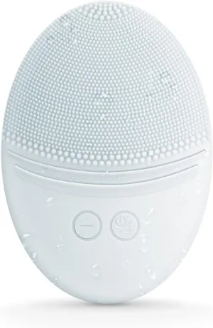 EZBASICS Facial Cleansing Brush Made with Ultra Hygienic Soft Silicone, Waterproof Sonic Vibrating Face Brush for Deep Cleansing, Gentle Exfoliating and Massaging, Inductive Charging (Light Grey)