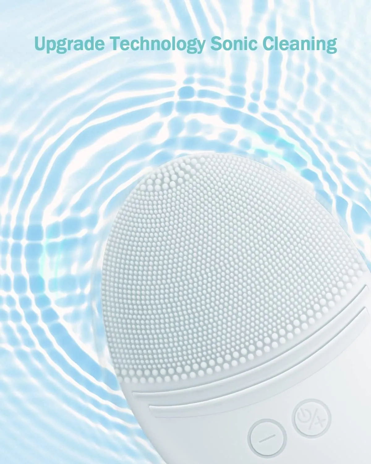 EZBASICS Facial Cleansing Brush Made with Ultra Hygienic Soft Silicone, Waterproof Sonic Vibrating Face Brush for Deep Cleansing, Gentle Massaging, Inductive Charging (Grey) 1 Pack 5 Speed Settings