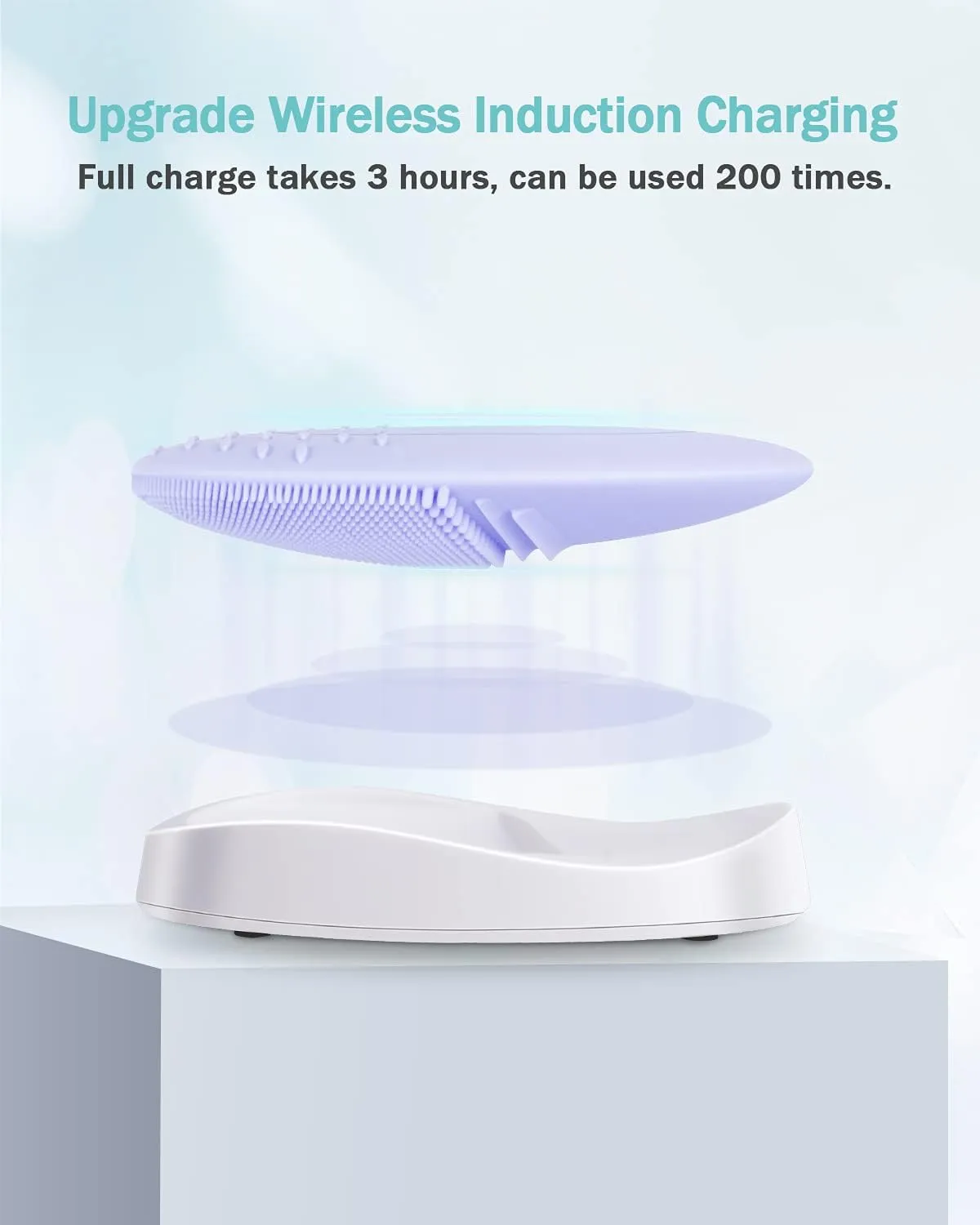 EZBASICS Facial Cleansing Brush Made with Ultra Hygienic Soft Silicone, Waterproof Sonic Vibrating Face Brush for Deep Cleansing, Gentle Massaging, Inductive Charging (Violet) 1 Pack 5 Speed Settings