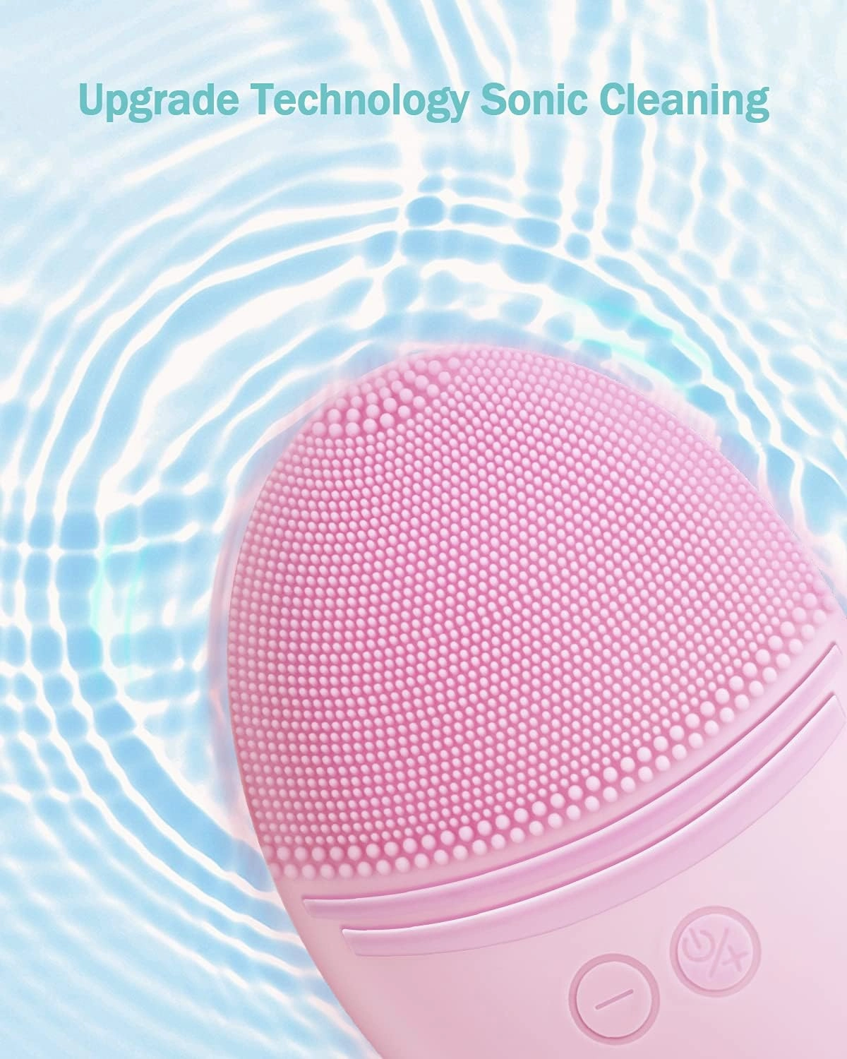 EZBASICS Facial Cleansing Brush Made with Ultra Hygienic Soft Silicone, Waterproof Sonic Vibrating Face Brush for Deep Cleansing, Gentle Massaging, Inductive Charging (Pink) 1 Pack 5 Speed Settings