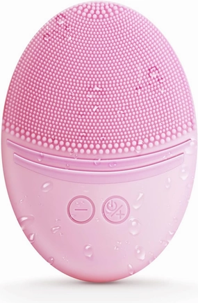 EZBASICS Facial Cleansing Brush Made with Ultra Hygienic Soft Silicone, Waterproof Sonic Vibrating Face Brush for Deep Cleansing, Gentle Massaging, Inductive Charging (Pink) 1 Pack 5 Speed Settings
