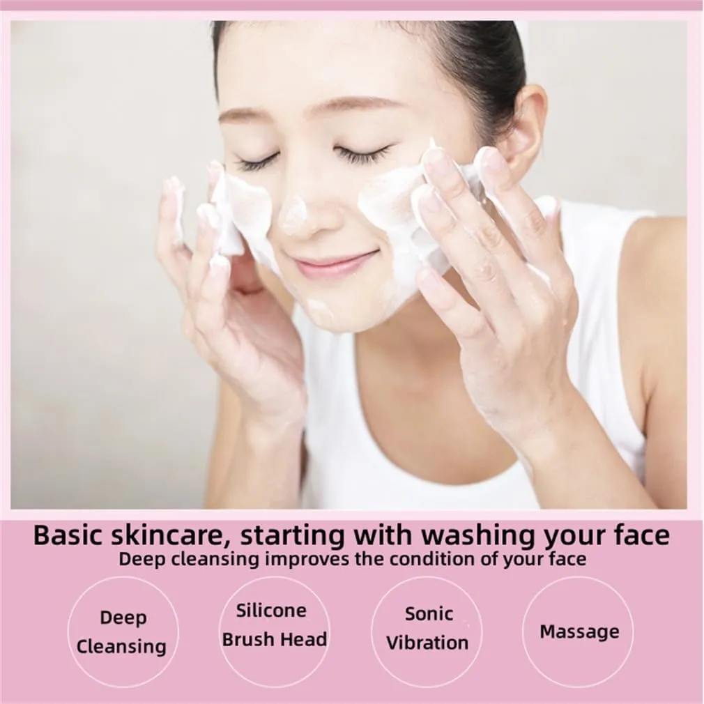 Face Brush Cleanser, Exfoliating Face Scrubber, Deep Cleansing Silicone Zoned Brush Head Sonic Vibration Comfortable Temperature, for Men Women,Black