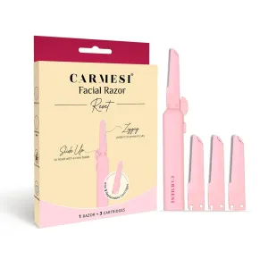 Face Razor Reset - 1 Face Razor & 3 Cartridges | Reusable & Travel-Friendly | Instant & Painless Hair Removal | For Eyebrows, Upper Lip, Peach Fuzz, Forehead, Chin, Sideburns | Dermaplaning