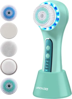 Face Scrubber Exfoliator,Facial Cleansing Brush Rechargeable IPX7 Waterproof with 5 Brush Heads,Electric Face Spin Brush for Exfoliating, Massaging and Deep Cleansing