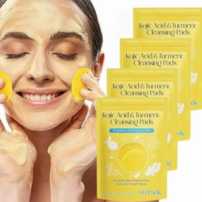 Face Mask, Kojic Acid and Cleansing Mask and Turmeric Pad mask, Hydrating Overnight Hydrogel Mask, Pore Minimizing, Elasticity (Kojic Acid)(PACK OF 4)