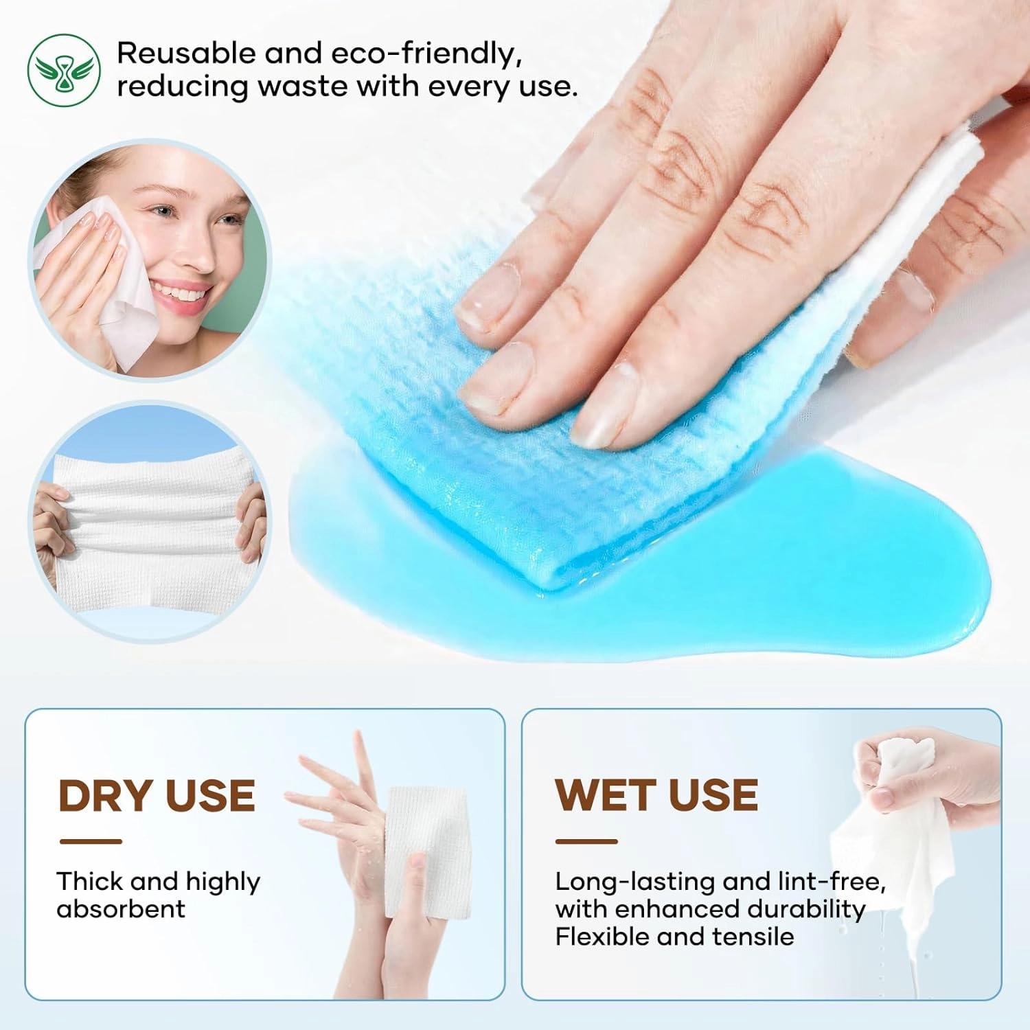 Face Towels, Disposable Face Towels, 10"×12" Softness Facial Towels, Makeup Remover Dry Wipes, Ultra Soft,Cooling Towels for Neck and Face,Face Towel XL (100-Piece, 2 Packs)
