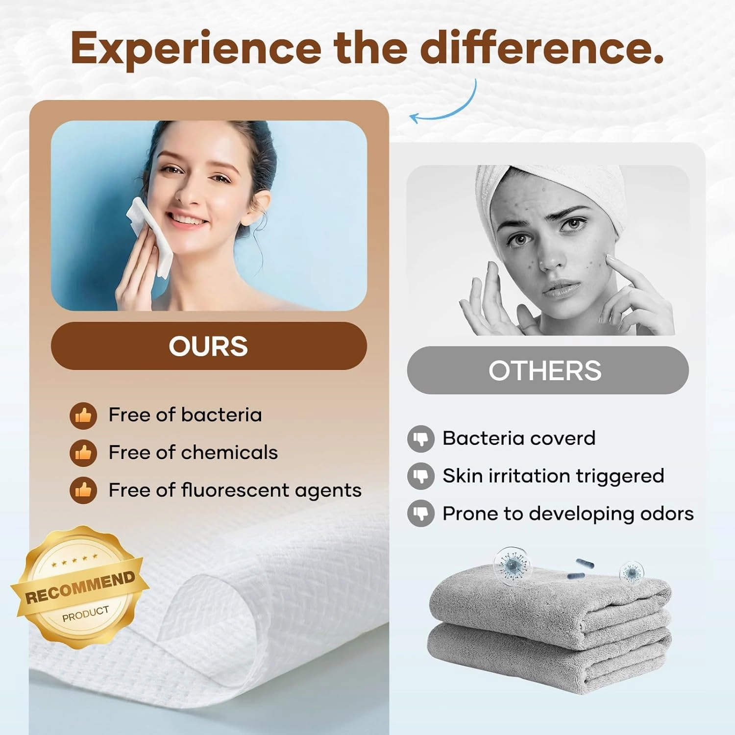 Face Towels, Disposable Face Towels, 10"×12" Softness Facial Towels, Makeup Remover Dry Wipes, Ultra Soft,Cooling Towels for Neck and Face,Face Towel XL (100-Piece, 2 Packs)