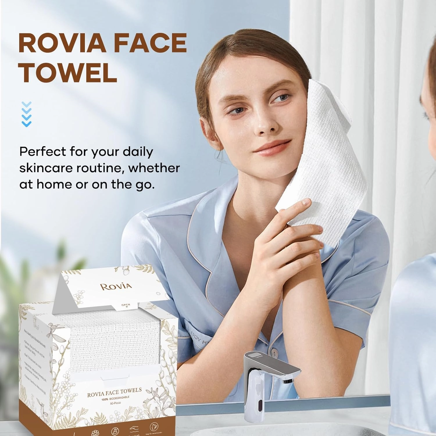 Face Towels, Disposable Face Towels, 10"×12" Softness Facial Towels, Makeup Remover Dry Wipes, Ultra Soft,Cooling Towels for Neck and Face,Face Towel XL (100-Piece, 2 Packs)