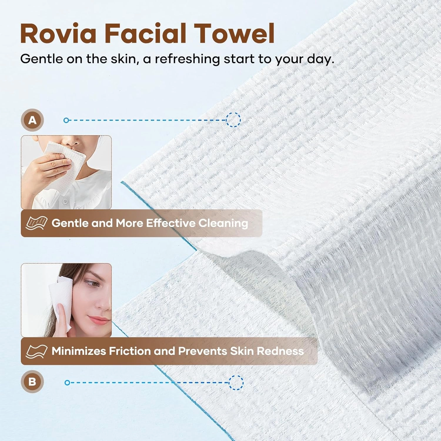 Face Towels, Disposable Face Towels, 10"×12" Softness Facial Towels, Makeup Remover Dry Wipes, Ultra Soft,Cooling Towels for Neck and Face,Face Towel XL (100-Piece, 2 Packs)