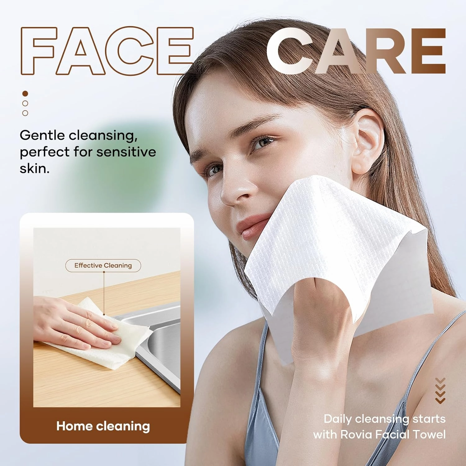Face Towels, Disposable Face Towels, 10"×12" Softness Facial Towels, Makeup Remover Dry Wipes, Ultra Soft,Cooling Towels for Neck and Face,Face Towel XL (100-Piece, 2 Packs)
