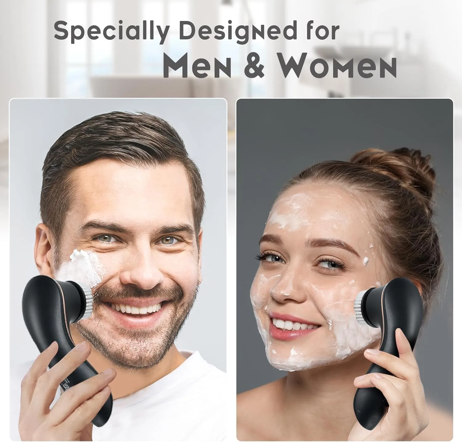 Facial Cleansing Brush Face Scrubber Exfoliator Rechargeable IPX7 Waterproof Electric Spin Cleanser Device for Exfoliating, Massaging and Deep Cleansing Removing Blackhead, Face Massaging