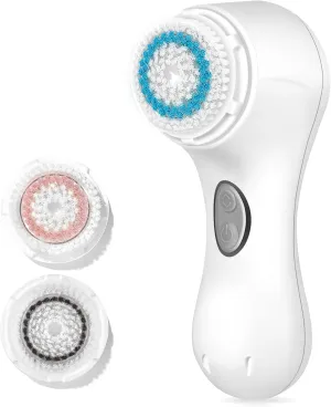 Facial Cleansing Brush, Sonic Face Scrubber Exfoliator for Women Skin Care Deep Cleaning Exfoliating, Rechargeable Waterproof Electric with 2 Speeds for Home & Travel(White)