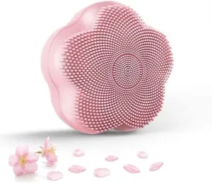 Facial Cleansing Brush, Waterproof Silicone Face Scrubber Skin Wash Machine, Vibrating Face Cleaner for Exfoliating, Removing Blackhead (Pink)