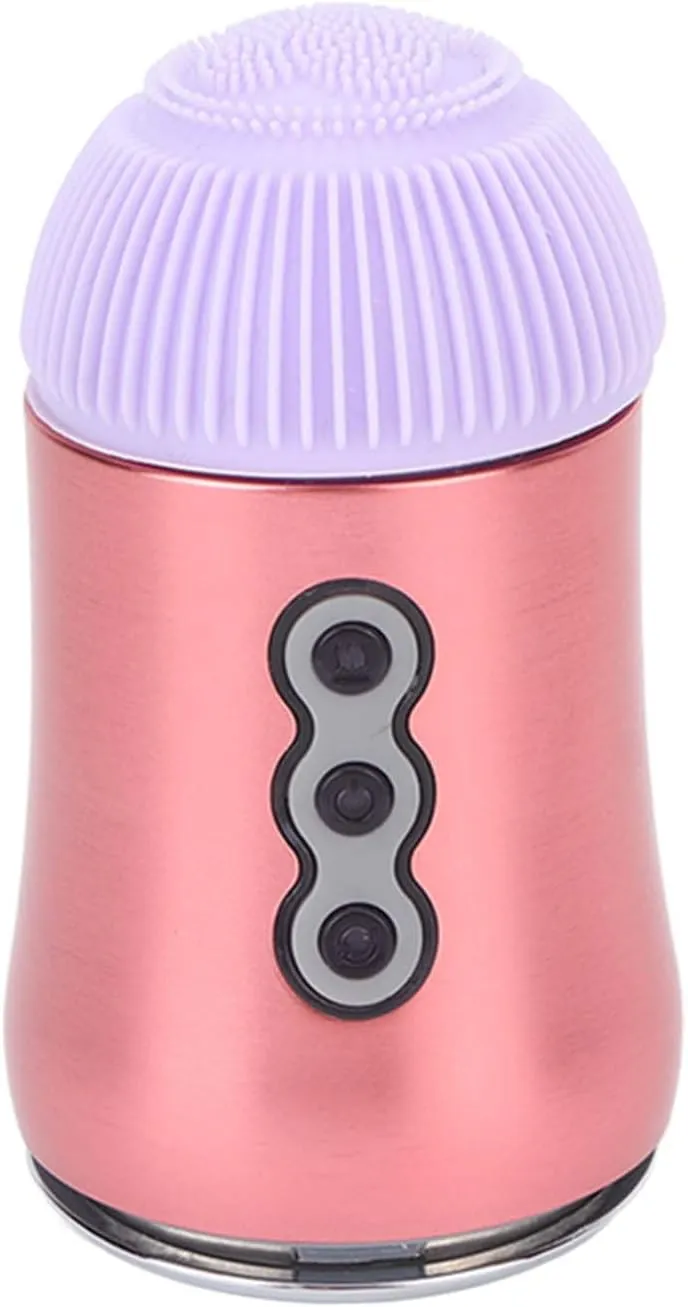 Facial Rotating Cleanser, Hot and Cold Vibrating Makeup Remover, Facial Beauty Instrument Cleans Pores Automatically Cleans Face Pink