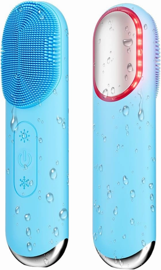 Facial Cleansing Brush, Silicone Face Scrubber, Electric Face Brushes for Cleansing with Vibration, Hot and Cold Modes, Face Scrub Brush for Women & Men Exfoliating and Massaging, Dark Blue