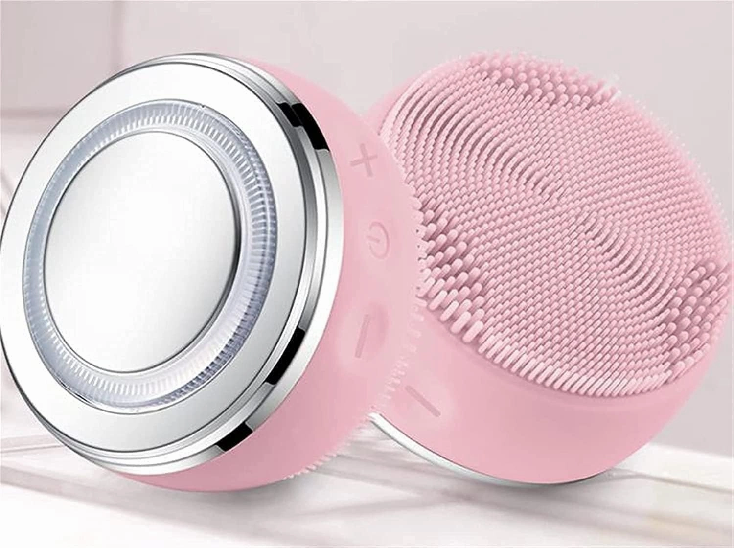 Facial Cleansing Brush, Soft Silicone, Waterproof Vibrating Face Brush for Deep Cleansing, Exfoliating and Massaging (Color : Pink)