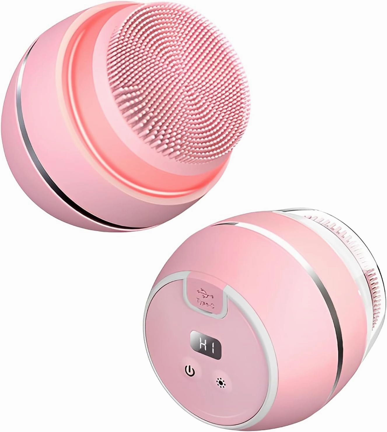 Facial Cleansing Brush, Waterproof and Rechargeable Face Scrub Brush for Men & Women, Cleansing, Exfoliating and Massaging, Electric Face Scrubber (Pink)