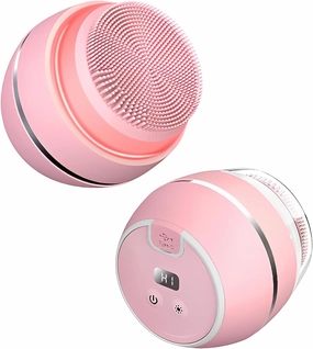 Facial Cleansing Brush, Waterproof and Rechargeable Face Scrub Brush for Men & Women, Cleansing, Exfoliating and Massaging, Electric Face Scrubber (Pink)