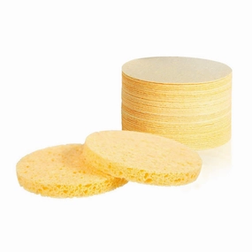 Facial Sponge Compressed 25 Count Cellulose Professional Natural Face Cleansing Sponges Makeup Remover Wash Round Large Exfoliating Pads for Women 3.15 inch,Yellow