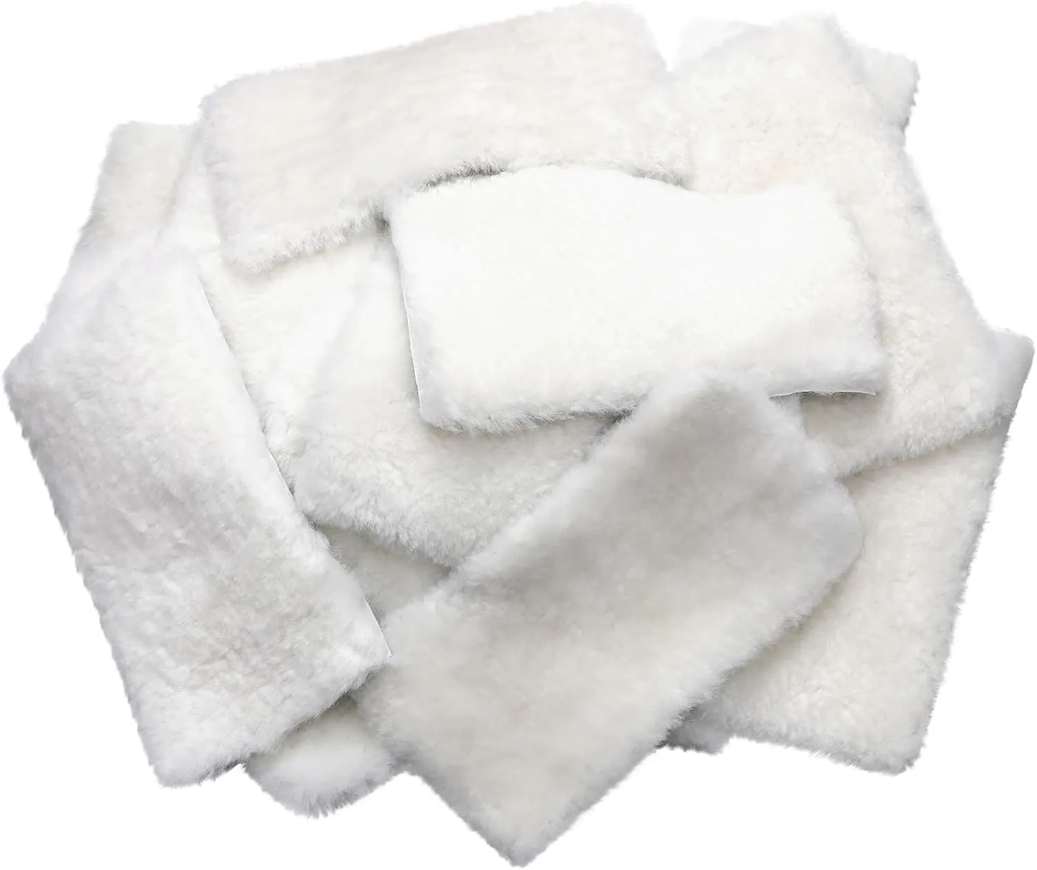 Fanfanwin 20 Pcs Sheepswool Leather Remnants, Pure Sheepskin Lambs Wool Scrap, Sheep Leather and Wool, Approx.10" x 5" Sheepskin Pad Scrap for Polishing Cleaning Painting Staining Arts & Crafts