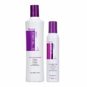 Fanola Color Depositing Purple Shampoo Toner Bundle with No Yellow Incredible Foam Conditioner Mousse