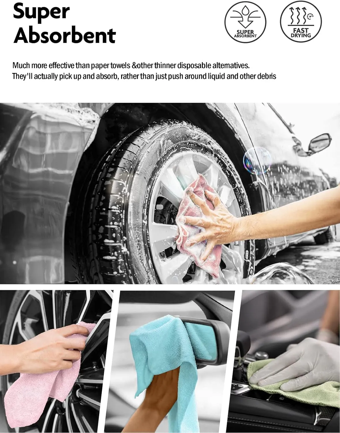 Fantasticlean Microfiber Cleaning Cloth Roll -75 Pack, Tear Away Microfiber Towels, 12" x 12", Reusable, Washable, Scratch Free, Ultra Absorbent Dish Rags for Car, Home, Garage or Shop (Blue)